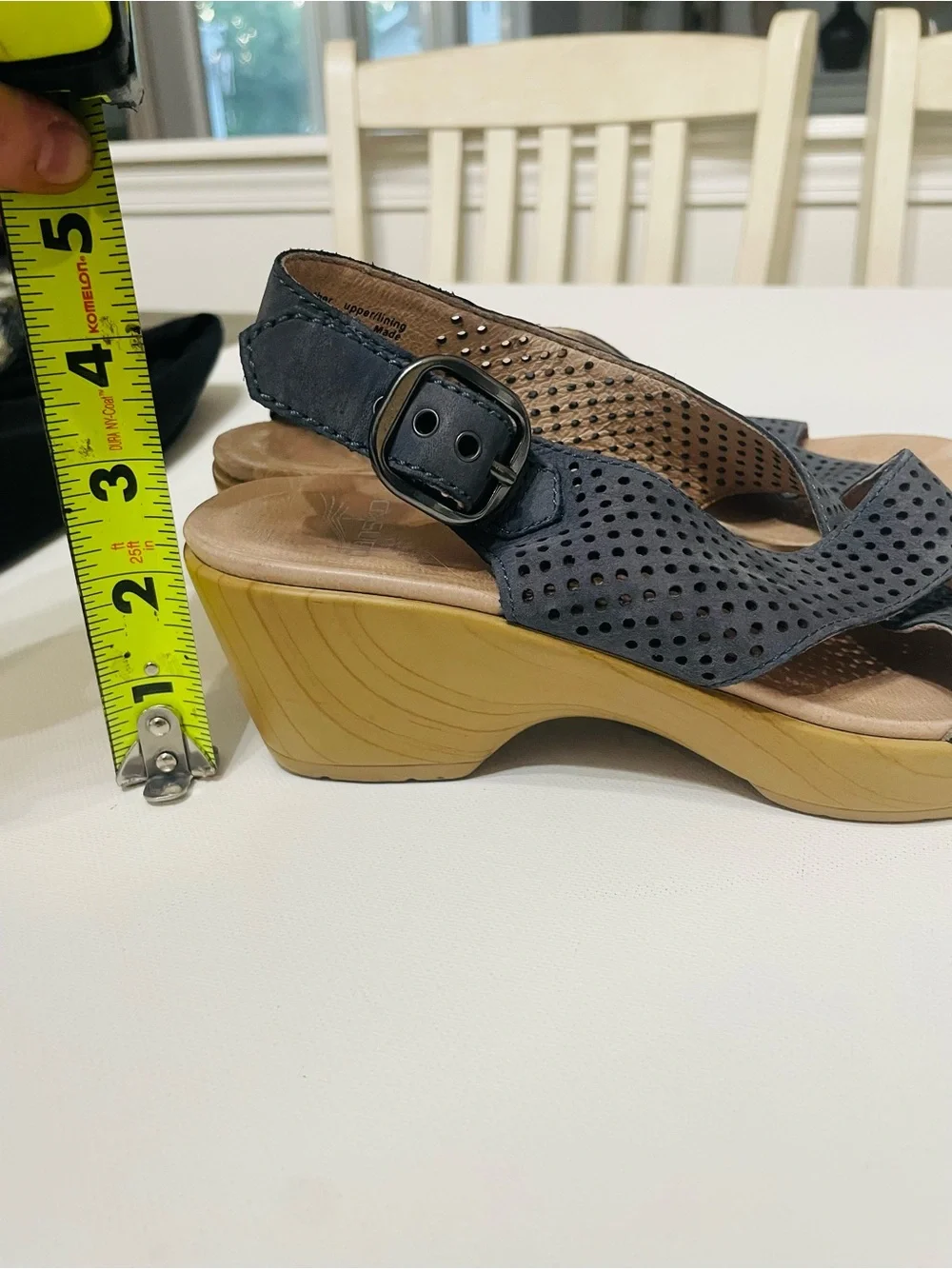 Dansko Jacinda Blue Perforated Leather Slingback Platform Sandals Size 36 US 6 - Picture 5 of 6